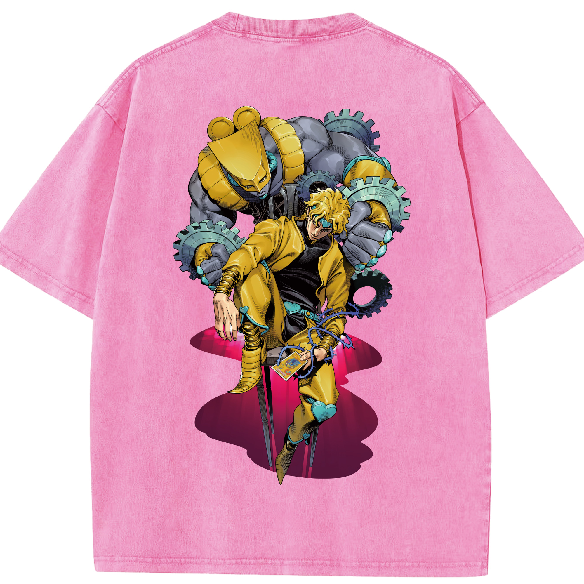 （画像用） ジョジョの奇妙な冒険 ディオ?ブランドー JoJo's Bizarre Adventure Dio Brando 綿100% ヴィンテージ風 半袖Tシャツ（背面プリント）
